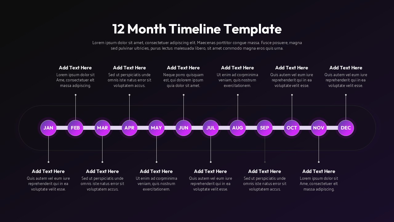 12 Month Timeline Dark Presentation Template