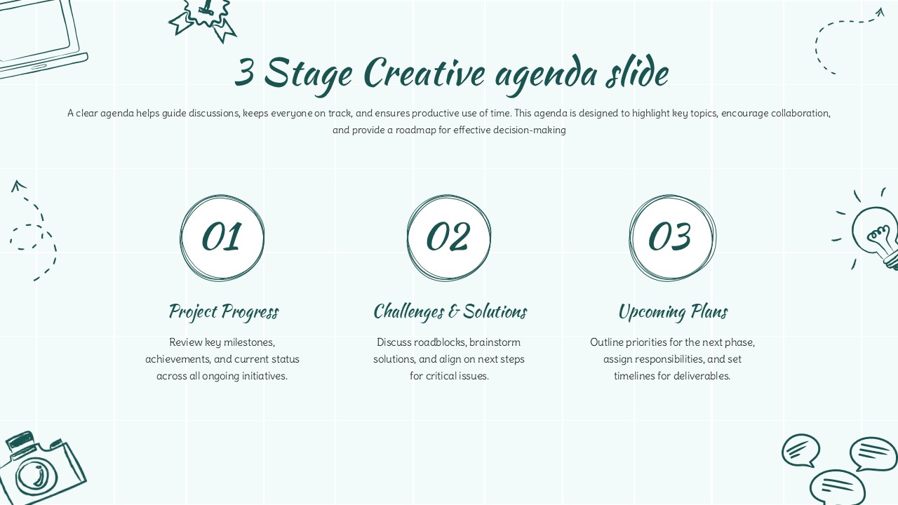 3 Stage Creative Agenda Presentation Template