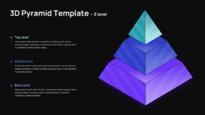 3D Pyramid Diagram Presentation Template on a Black background