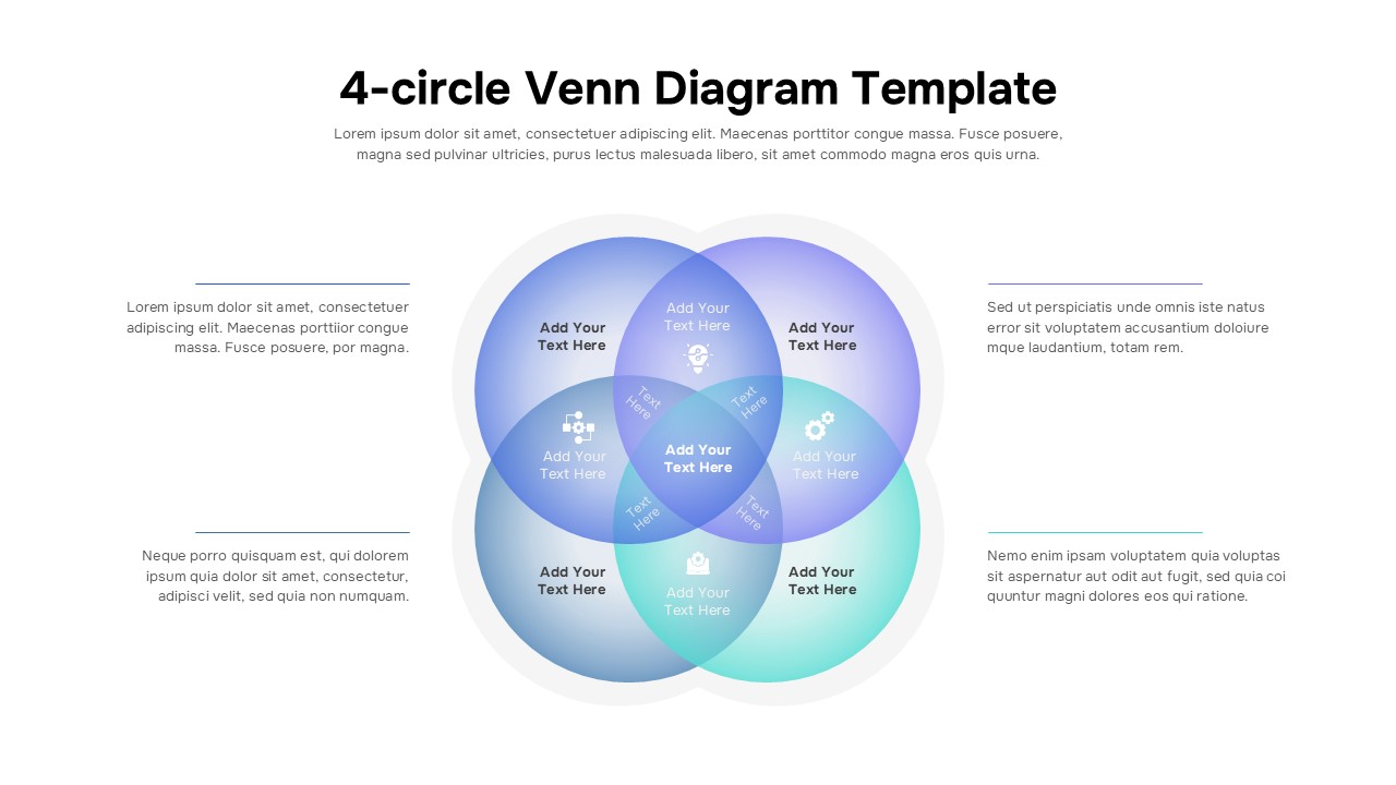 4-Circle Venn Diagram Slide Template