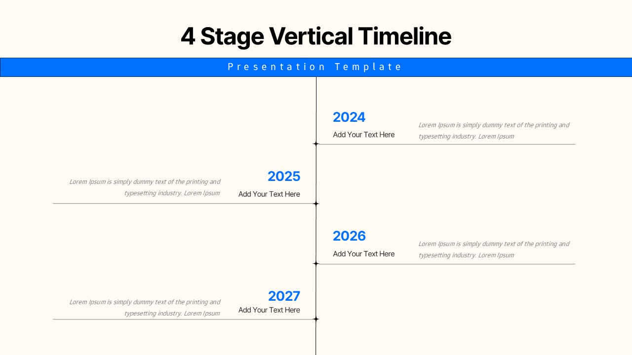 4 Stage Vertical Timeline Presentation Template
