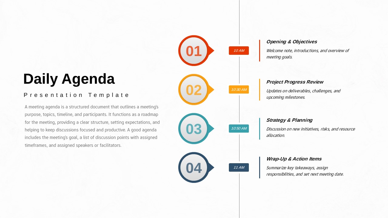 4-Step Daily Agenda Slide Template
