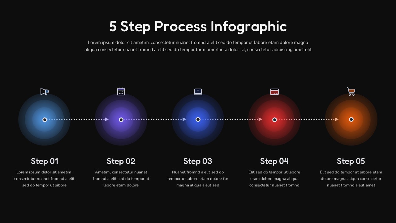5 Step Process Infographic Template Dark