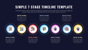 7 Stage Timeline Roadmap Presentation Template Dark
