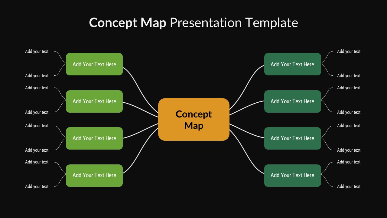 Concept Map Diagram Presentation Template on a Dark Background