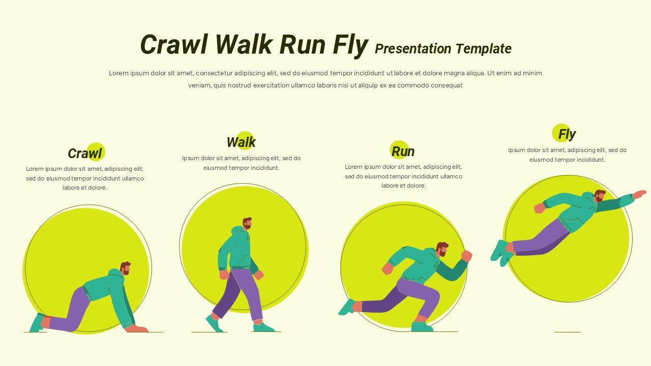 Crawl Walk Run Fly Process Presentation Template