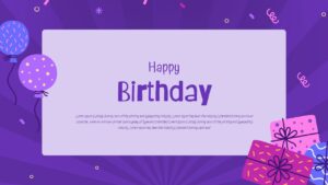 Creative Birthday Celebration Slide Template Purple
