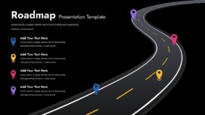 Curved Multi-Color Roadmap Slide for PowerPoint & Google Slides on a black background