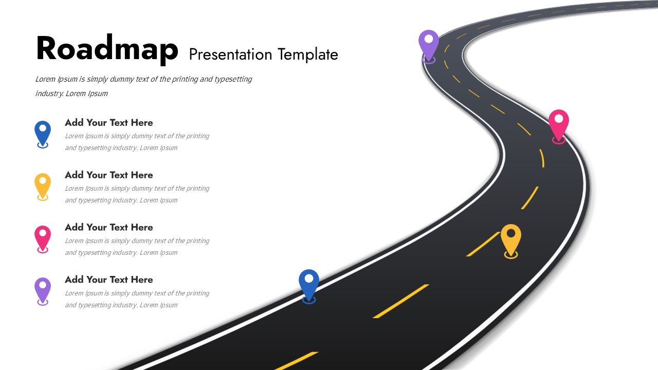 Curved Multi-Color Roadmap Slide for PowerPoint & Google Slides