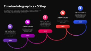 Five Step Timeline Slide for PowerPoint & Google Slides on a dark background