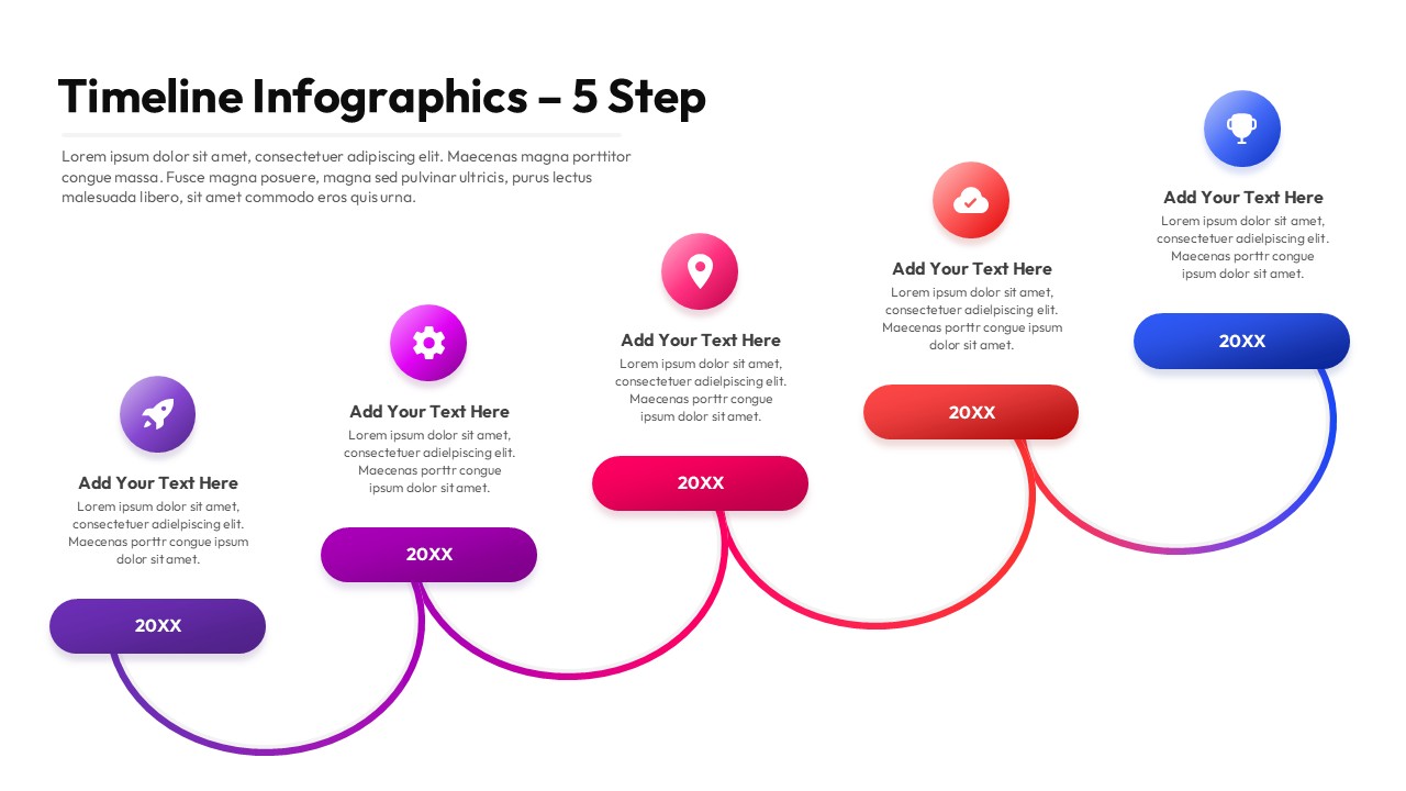 Five Step Timeline Slide for PowerPoint & Google Slides