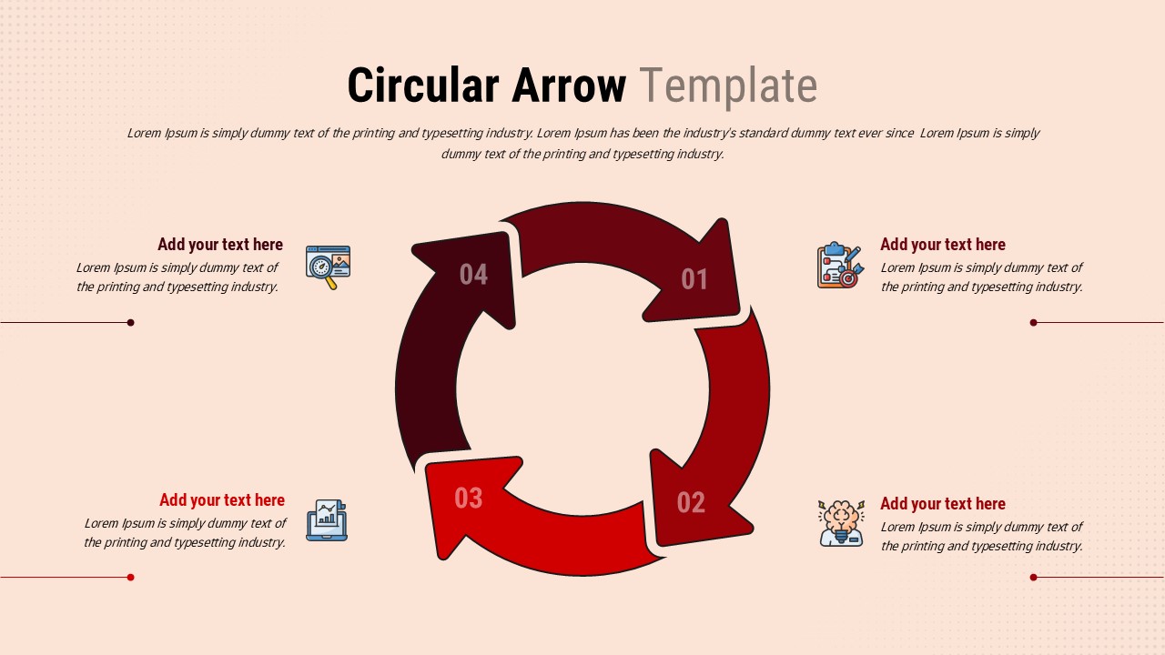 Four-Step Circular Arrow Diagram Template