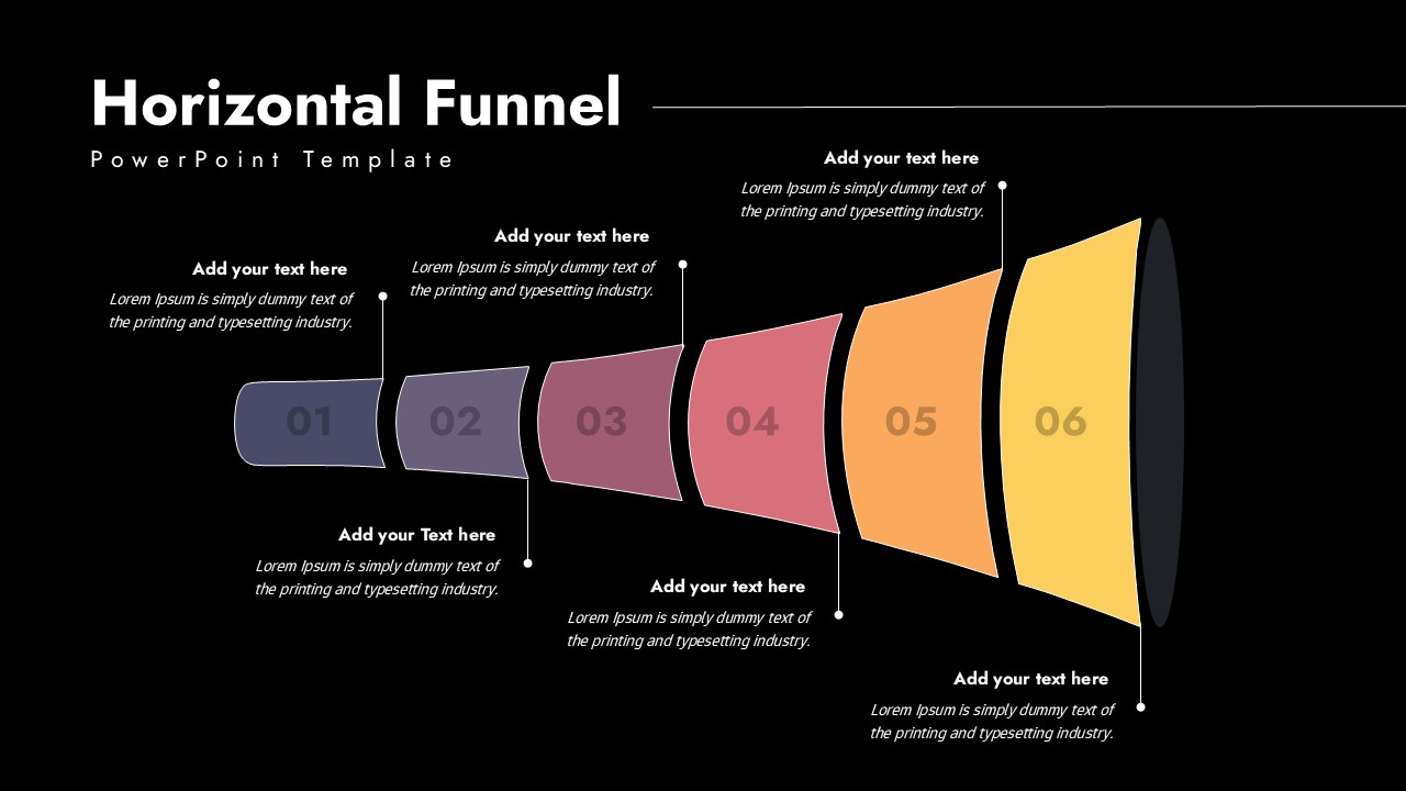 Dark Horizontal Funnel Process Presentation Template