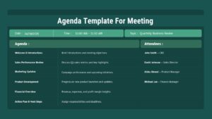 Meeting Agenda Slide Template Dark