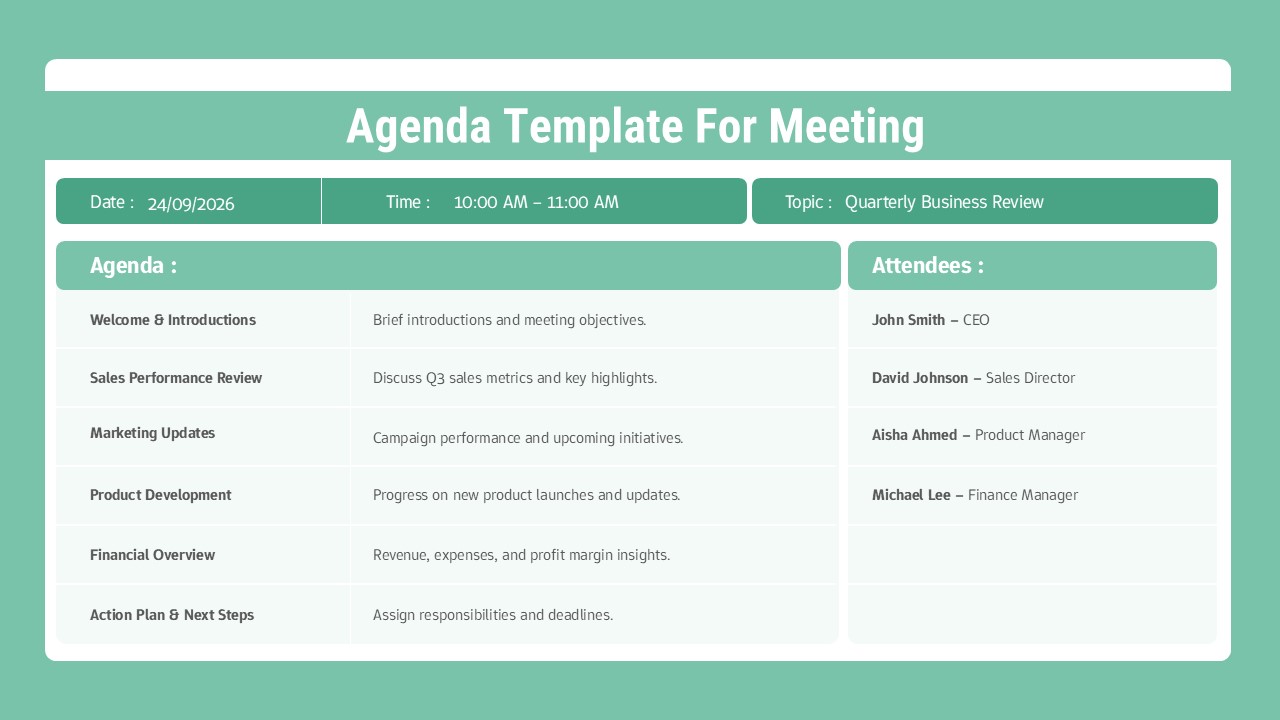 Meeting Agenda Slide Template