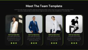 Modern Meet the Team Slide Template on a Dark background