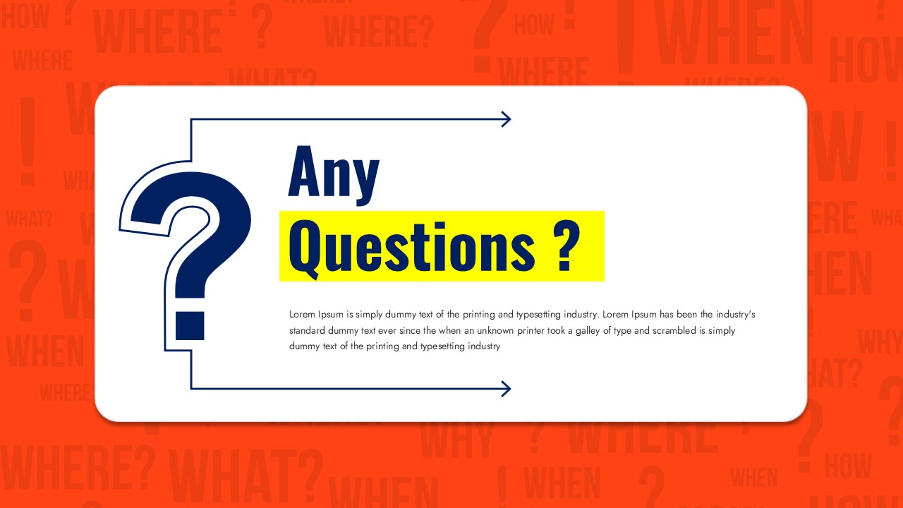 Modern Q&A Slide Design Template on an Orange backround