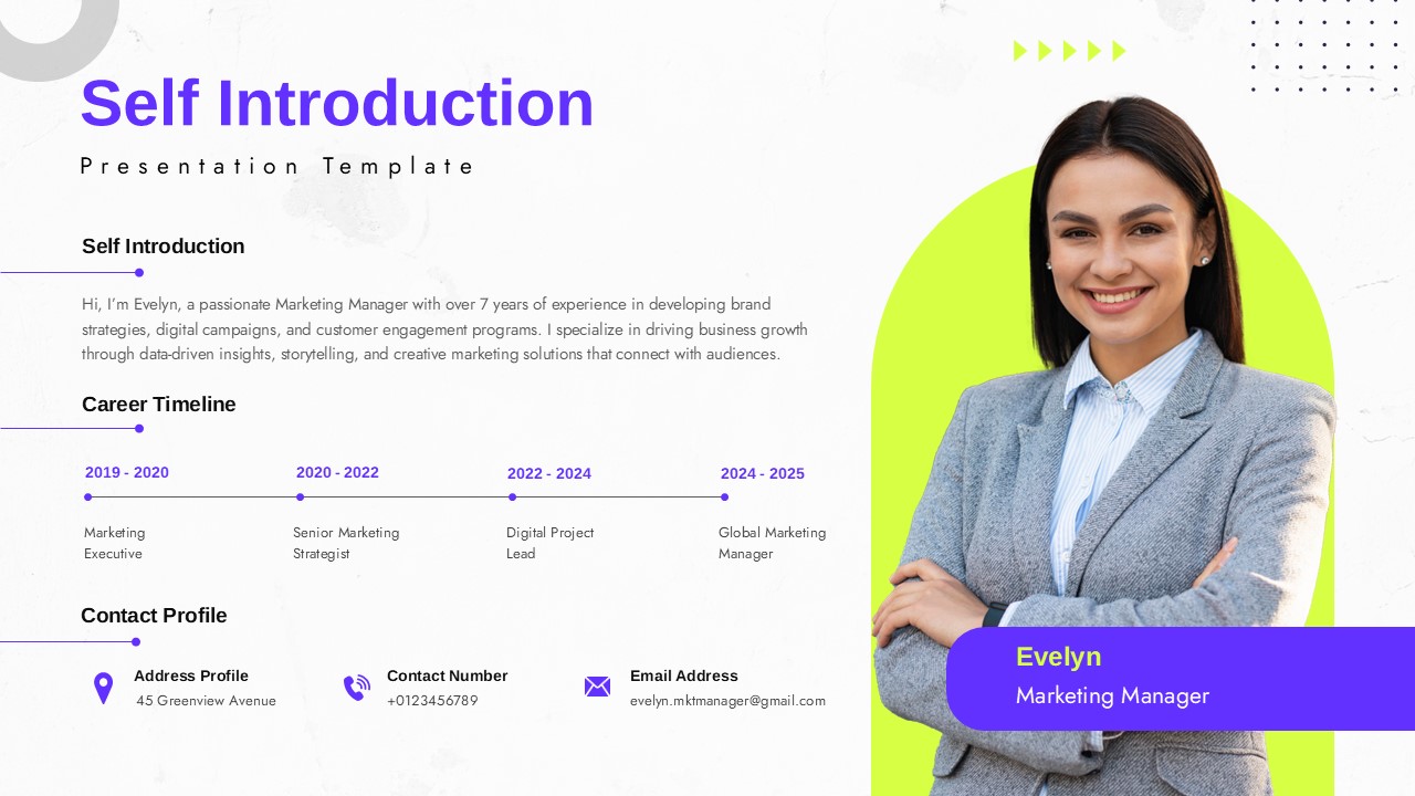 Professional Self Introduction Slide Template