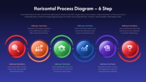 Six-Step Horizontal Process Diagram Template Dark