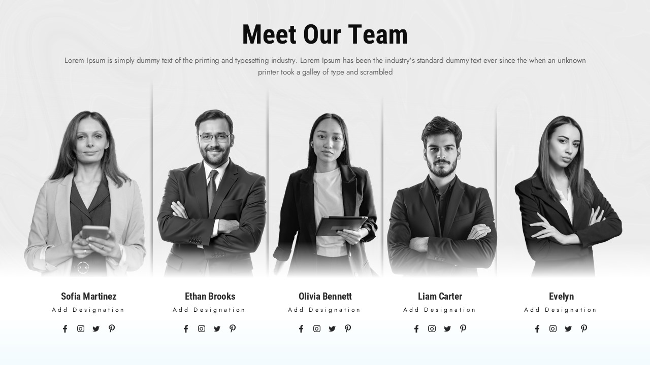 Team Introduction Profile Layout Template for PowerPoint