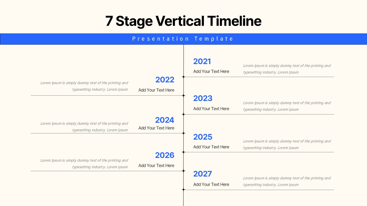 7-stage vertical timeline template for PowerPoint & Google Slides