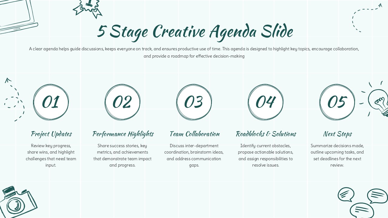 Creative 5-Stage Agenda Slide Template