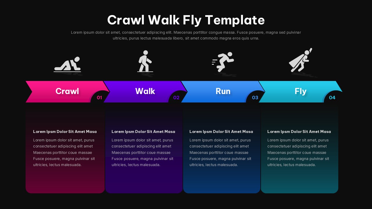 Black Crawl Walk Run Fly Progression Template