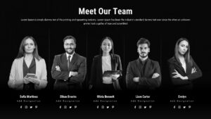 Black Team Introduction Profile Layout Template for PowerPoint