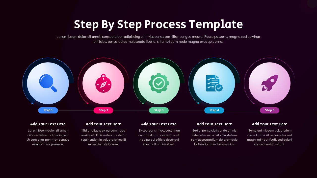 Dark Step By Step Process Presentation Template