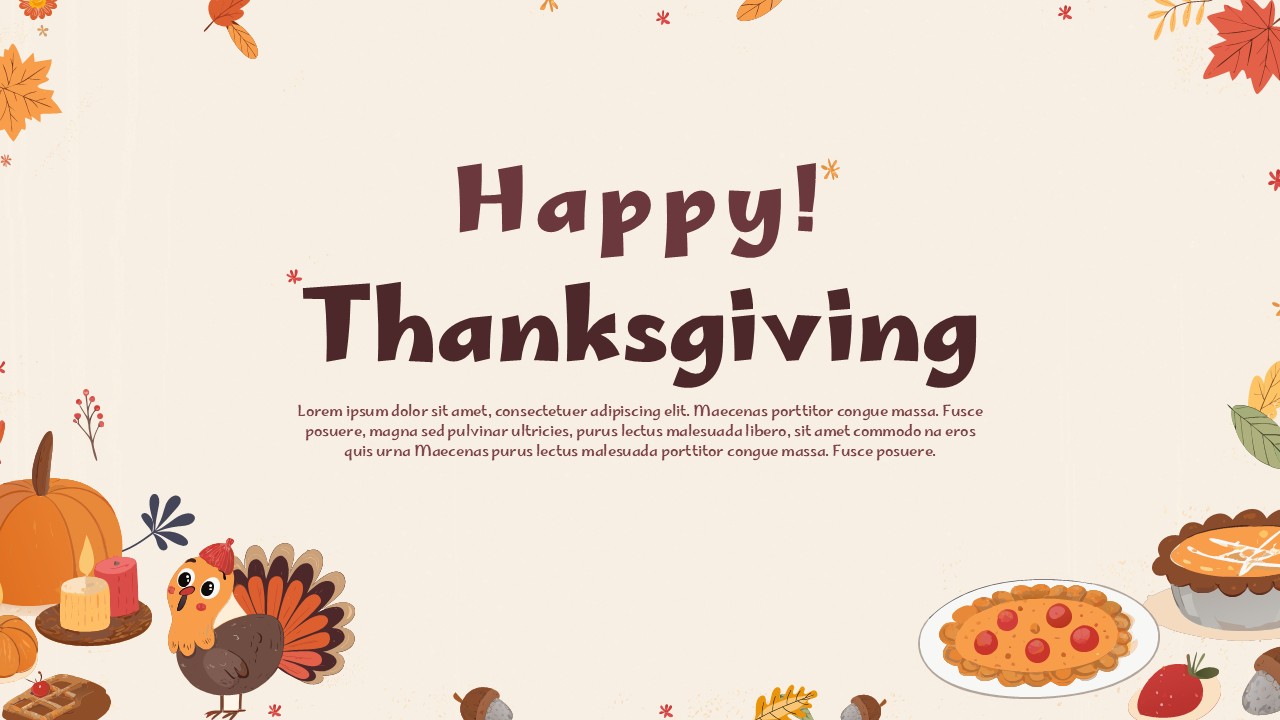 Thanksgiving Greeting Slide Template in a light background