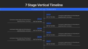 7-stage vertical timeline template for PowerPoint & Google Slides on a Dark background
