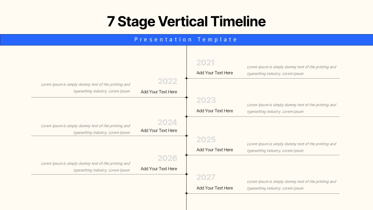 7-stage vertical timeline template for PowerPoint & Google Slides