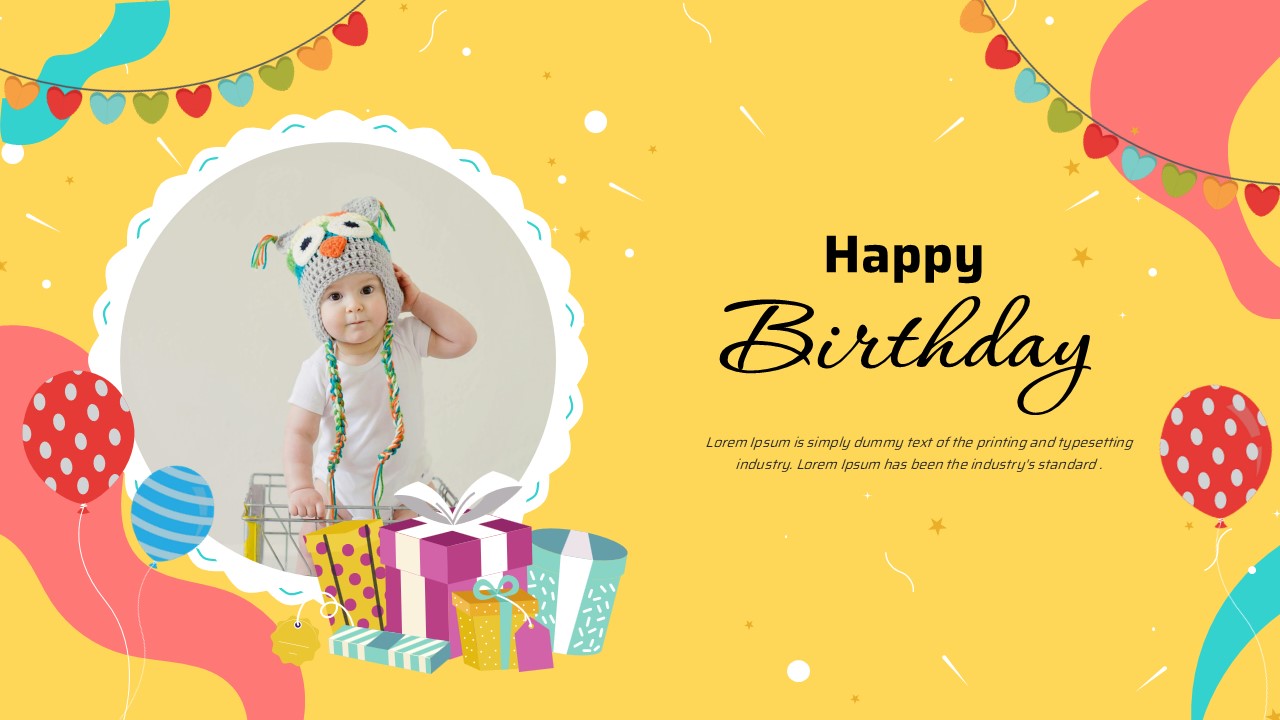 Yellow Birthday Celebration Greeting Slide Template