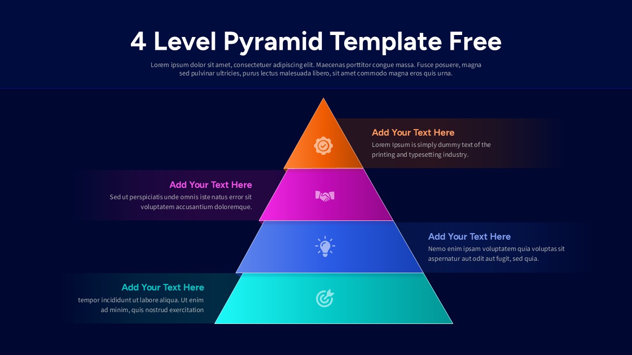 Four-level pyramid diagram showing stacked layers with icons and labels