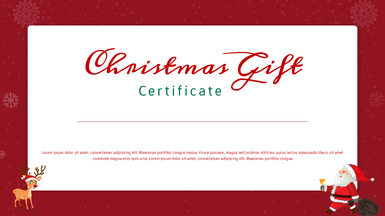 White Christmas Gift Certificate design on a red background