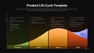 Product life cycle chart showing introduction, growth, maturity, and decline stages over time