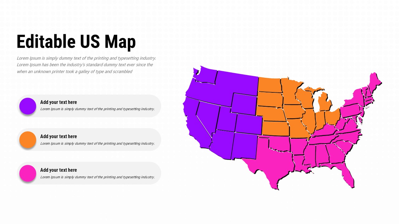 Editable US Map with 3 highlighted colors