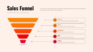 Sales Funnel Diagram Template on a pale red background