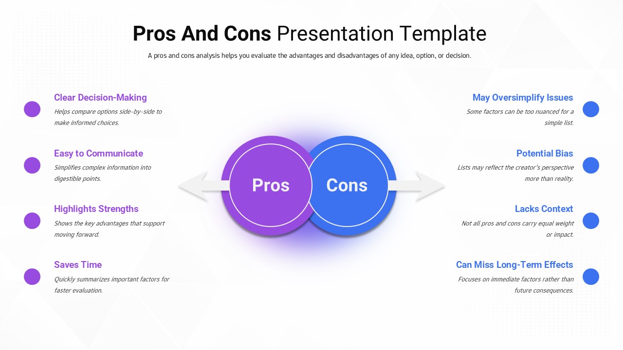 Pros and Cons Comparison Template