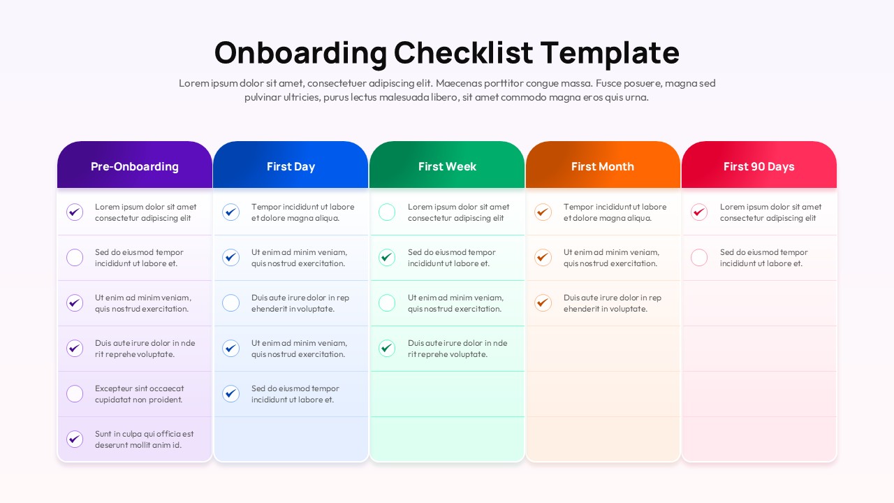 Onboarding Checklist 90-Day Presentation Template