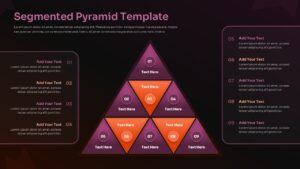 Segmented pyramid diagram slide with nine numbered layers, central triangle layout, and side text panels for hierarchy explanation 2