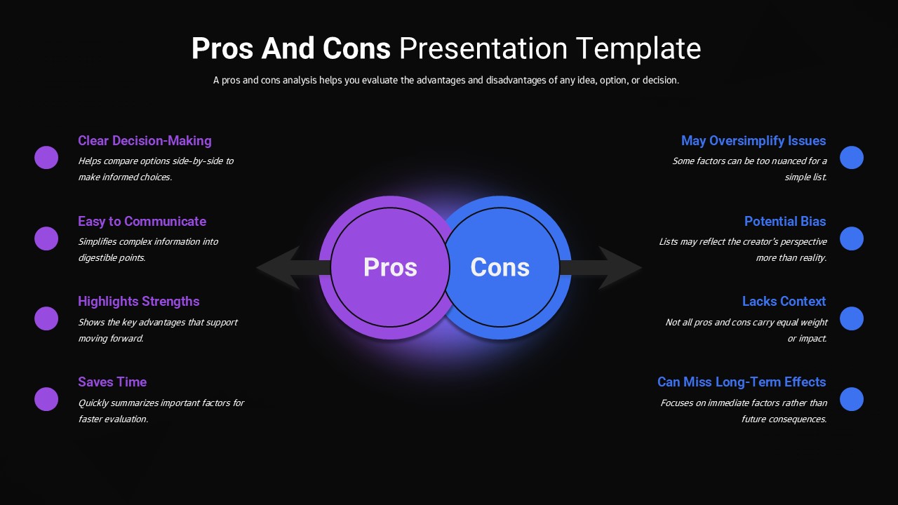 Pros and Cons Comparison Template