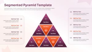 Segmented pyramid diagram slide with nine numbered layers, central triangle layout, and side text panels for hierarchy explanation.