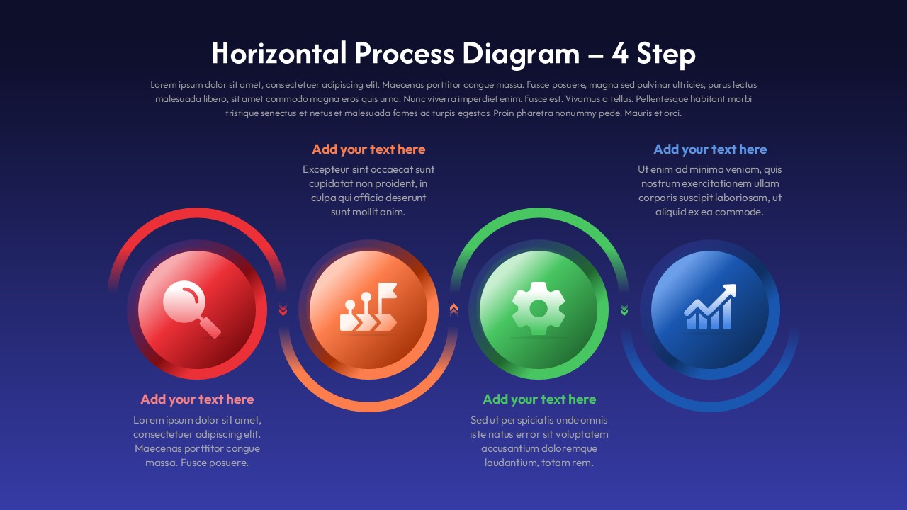 four-step process diagram Blue