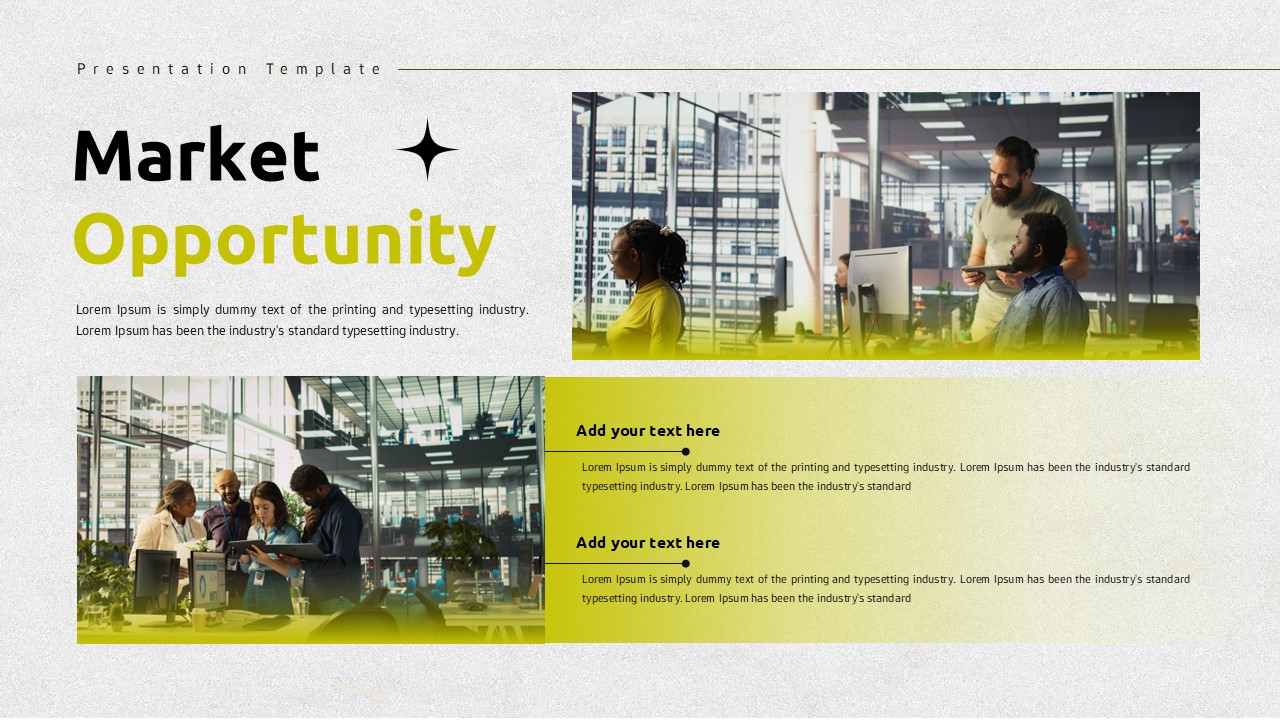 Tech startup pitch deck slide designs showing product overview, business model, and market opportunity in a modern layout slide 4