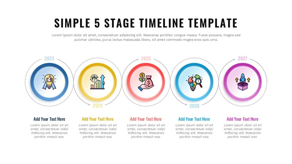 Simple 5-Stage Horizontal Timeline Template for PowerPoint & Google Slides