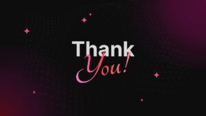 Black Thank you slide with elegant gradient background, subtle mesh pattern, and bold centered typography.