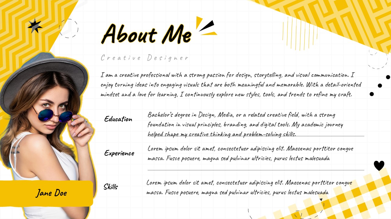 Creative About Me Slide Template for PowerPoint & Google Slides