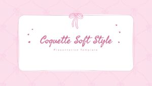 Pink Coquette presentation cover slide with pink illustrated bow ribbon, soft patterned background, and elegant script title text.