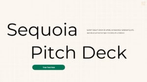 Sequoia pitch deck cover slide with bold Sequoia title, clean typography, neutral background, and call-to-action button layout.